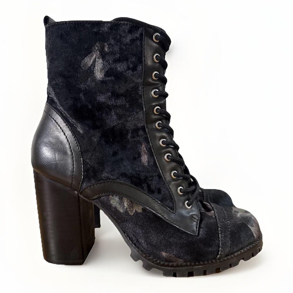 Zip And Lace Up Ankle Boots - Report WMS 7.5 Black 4” Heel Gothic Victorian